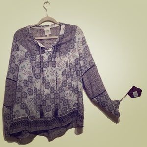 Knox Rose Sz M Multicolored Long Sleeve Blouse